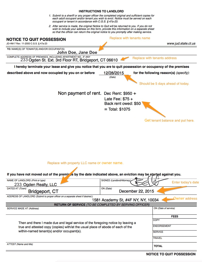 notice to quit ct sample